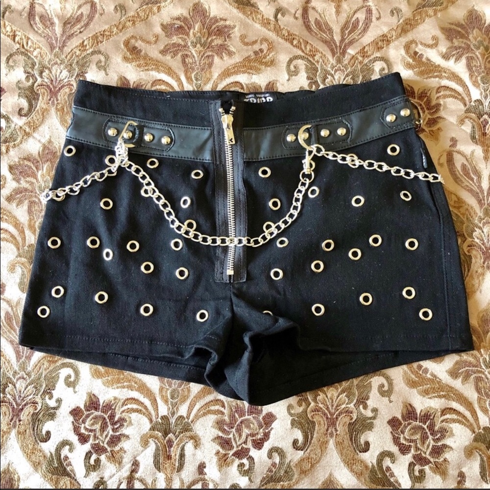 Black Tripp Studd & Chain Jean Shorts